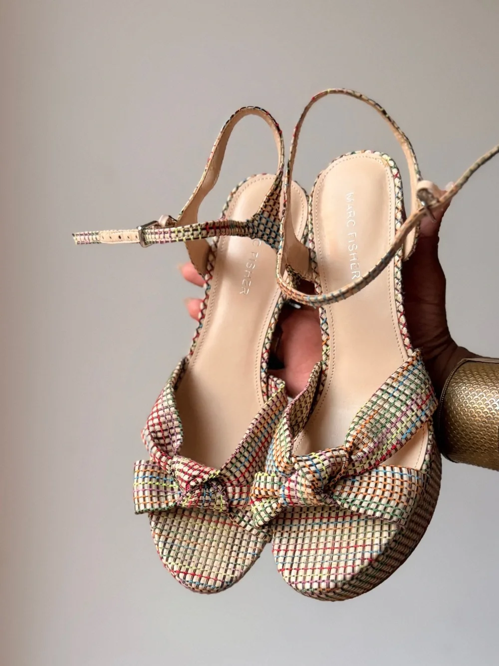 Marc Fisher Multicolor Woven Platform Sandals
